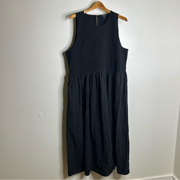 Madewell Madewell 100% Cotton Poplin Smocked Black Tank Maxi Dress - Cotton