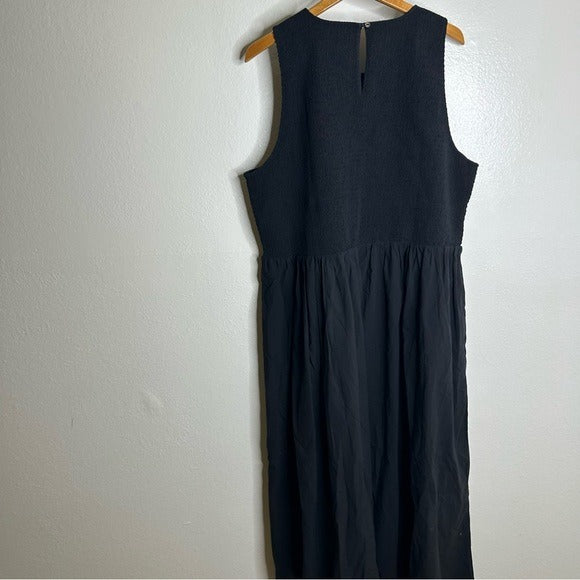 Madewell Madewell 100% Cotton Poplin Smocked Black Tank Maxi Dress - Cotton