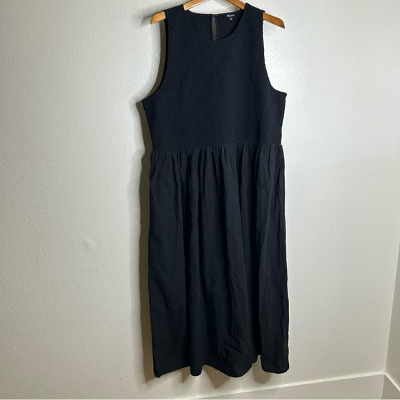 Madewell Madewell 100% Cotton Poplin Smocked Black Tank Maxi Dress - Cotton