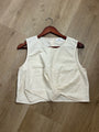 AG Cotton Linen Cream Neutral Cropped Twist Front Button Back Tank Top