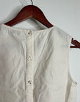 AG Cotton Linen Cream Neutral Cropped Twist Front Button Back Tank Top