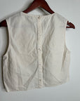 AG Cotton Linen Cream Neutral Cropped Twist Front Button Back Tank Top