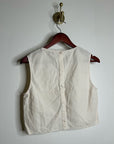 AG Cotton Linen Cream Neutral Cropped Twist Front Button Back Tank Top