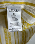 Velvet by Graham & Spencer 100% Cotton V - Neck Yellow Cream Balloon Sleeve Top