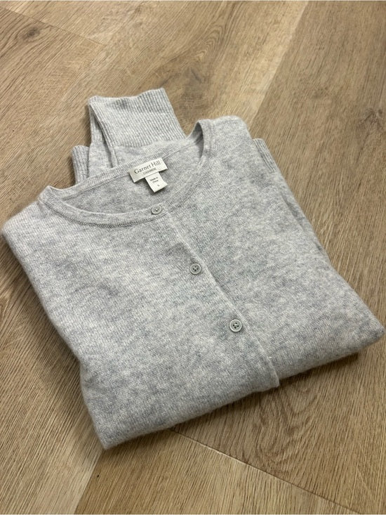 Garnet Hill Garnet Hill 100% Cashmere Essential Retro Button Down Cardigan Sweater in Gray - Cashmere