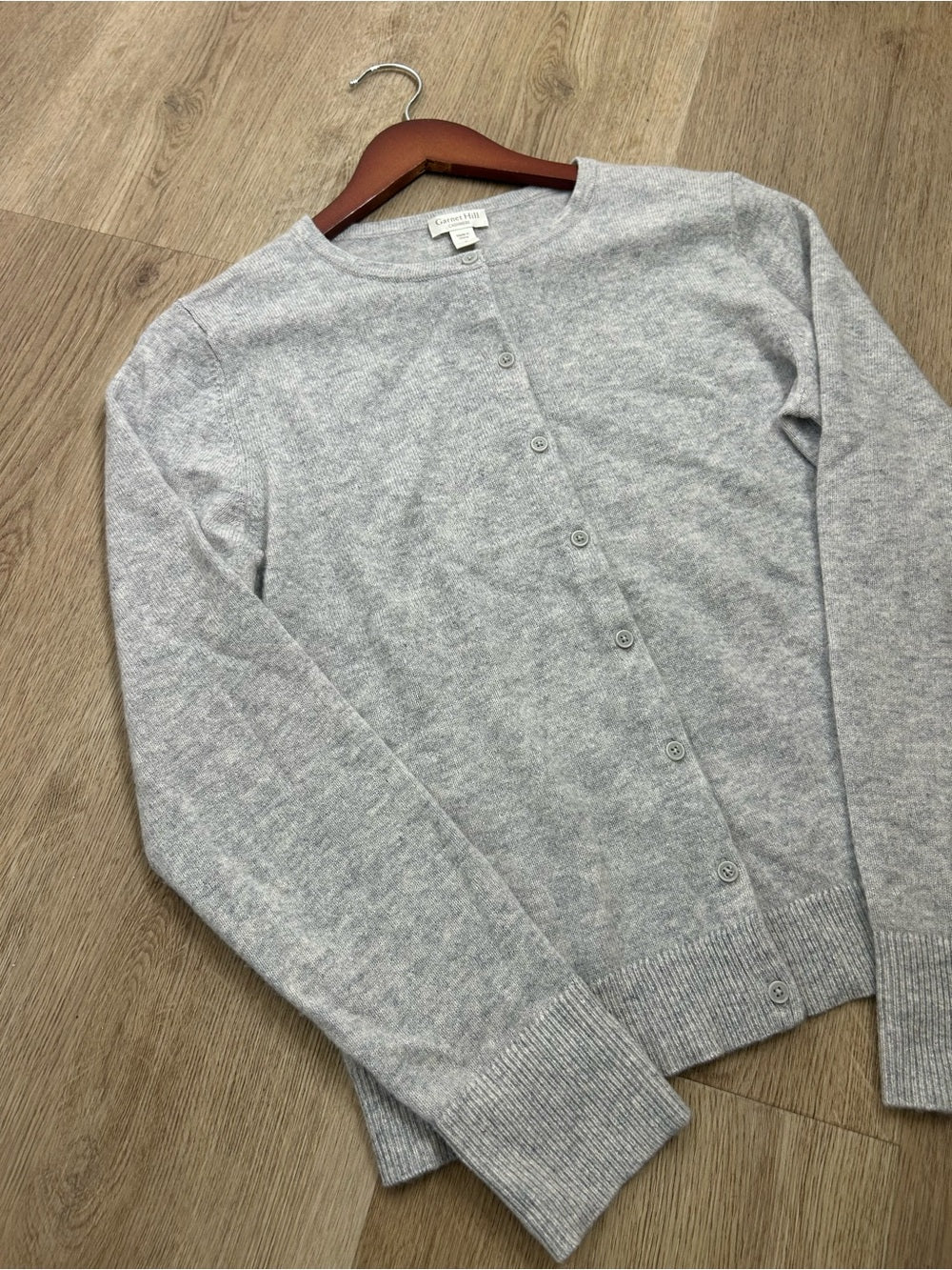 Garnet Hill Garnet Hill 100% Cashmere Essential Retro Button Down Cardigan Sweater in Gray - Cashmere