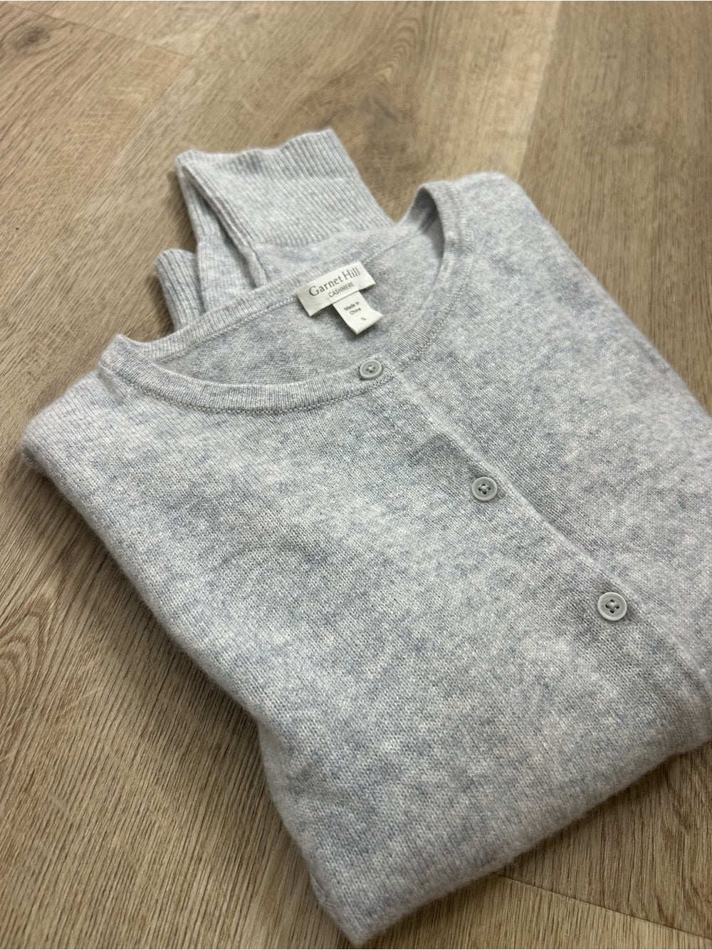 Garnet Hill Garnet Hill 100% Cashmere Essential Retro Button Down Cardigan Sweater in Gray - Cashmere