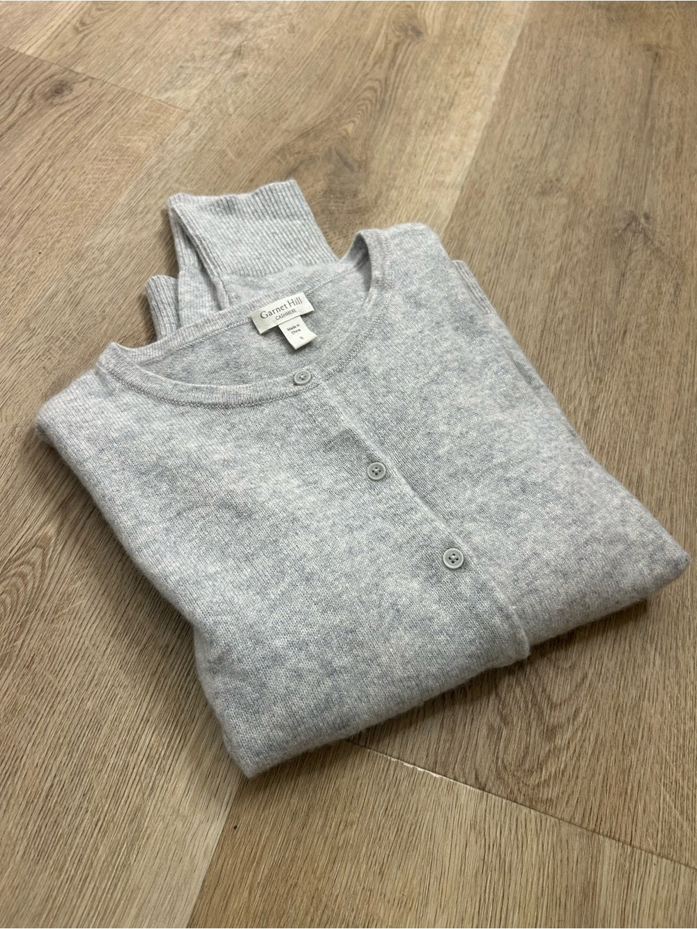 Garnet Hill Garnet Hill 100% Cashmere Essential Retro Button Down Cardigan Sweater in Gray - Cashmere