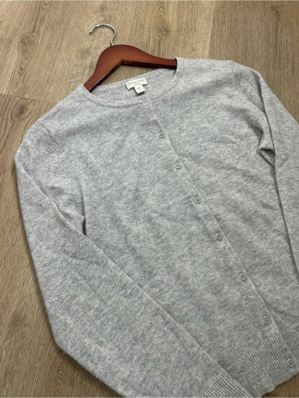 Garnet Hill Garnet Hill 100% Cashmere Essential Retro Button Down Cardigan Sweater in Gray - Cashmere