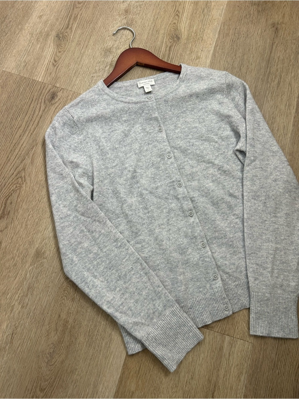 Garnet Hill Garnet Hill 100% Cashmere Essential Retro Button Down Cardigan Sweater in Gray - Cashmere
