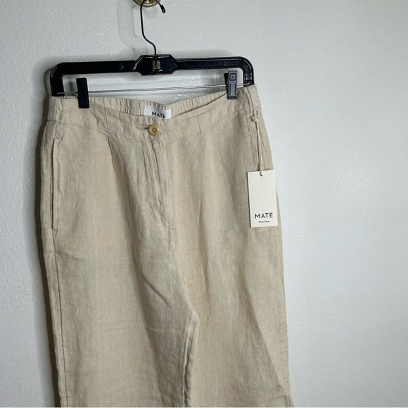 MATE The Label 100% Organic Linen Tailored Trouser Pant in Natural