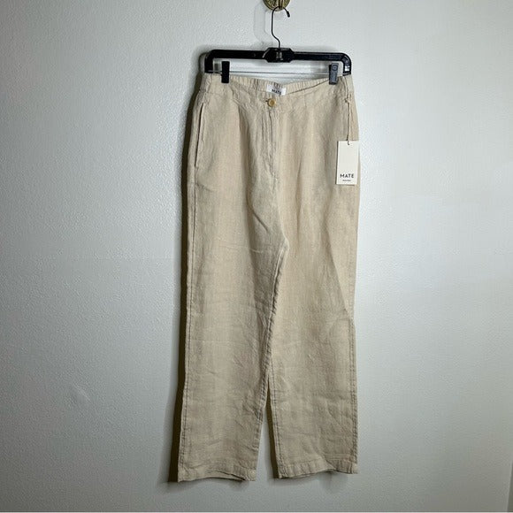 MATE The Label 100% Organic Linen Tailored Trouser Pant in Natural