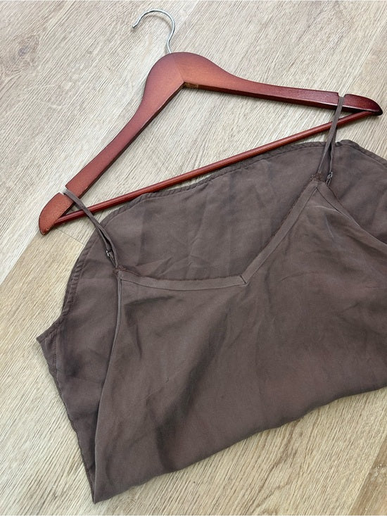 Unsubscribed 100% Silk Chocolate Brown Lightweight Camisole Tank Top