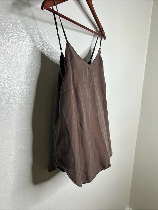 Unsubscribed 100% Silk Chocolate Brown Lightweight Camisole Tank Top