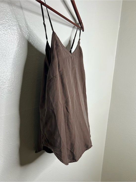 Unsubscribed 100% Silk Chocolate Brown Lightweight Camisole Tank Top