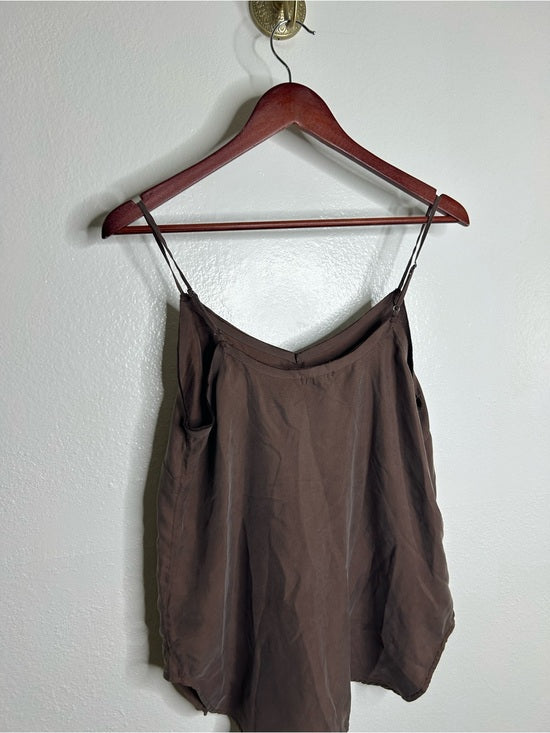 Unsubscribed 100% Silk Chocolate Brown Lightweight Camisole Tank Top