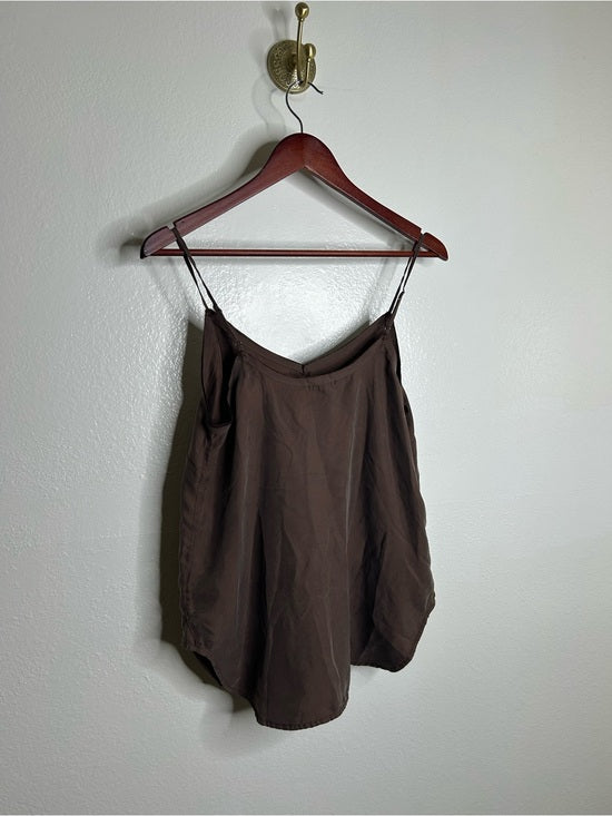 Unsubscribed 100% Silk Chocolate Brown Lightweight Camisole Tank Top