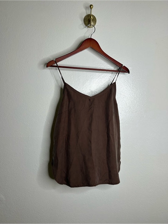 Unsubscribed 100% Silk Chocolate Brown Lightweight Camisole Tank Top
