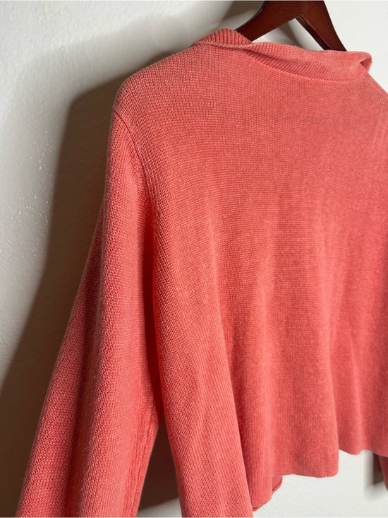Eileen Fisher 100% Linen Textured Heavy Knit Coral Button Down Jacket