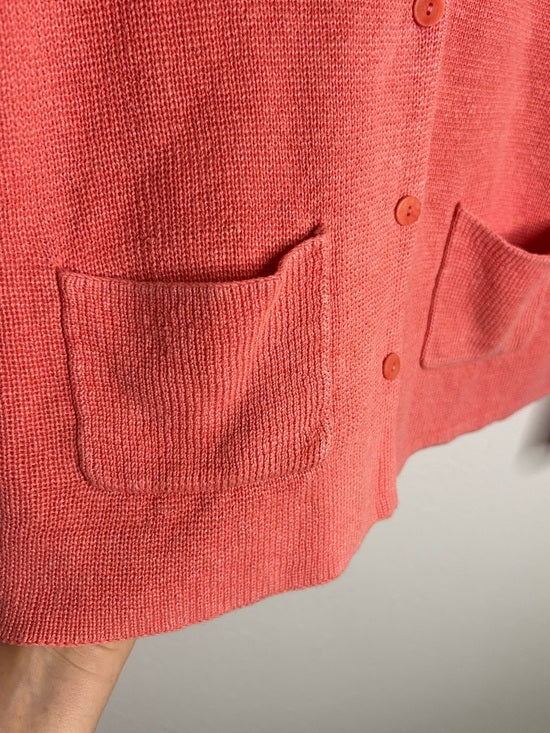 Eileen Fisher 100% Linen Textured Heavy Knit Coral Button Down Jacket