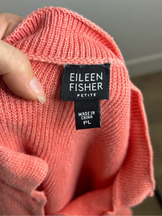 Eileen Fisher 100% Linen Textured Heavy Knit Coral Button Down Jacket