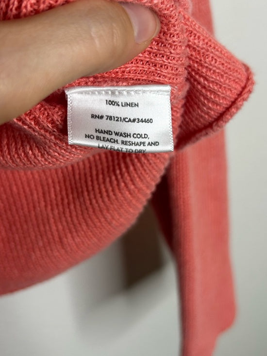 Eileen Fisher 100% Linen Textured Heavy Knit Coral Button Down Jacket