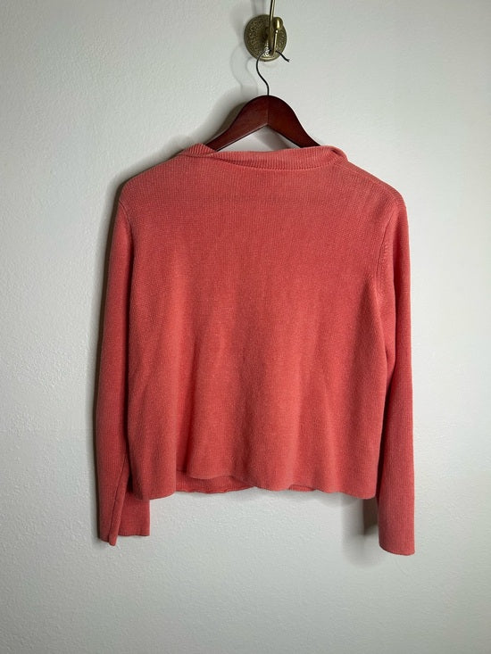 Eileen Fisher 100% Linen Textured Heavy Knit Coral Button Down Jacket