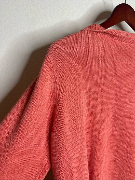 Eileen Fisher 100% Linen Textured Heavy Knit Coral Button Down Jacket