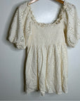 Cleobella 100% Organic Cotton Cream Eyelet Lucca Puff Sleeve Mini Dress