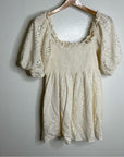 Cleobella 100% Organic Cotton Cream Eyelet Lucca Puff Sleeve Mini Dress