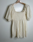 Cleobella 100% Organic Cotton Cream Eyelet Lucca Puff Sleeve Mini Dress