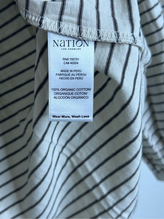 Nation LA 100% Organic Cotton Savanna Shirred Top in Espresso Pinstripe