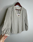 Nation LA 100% Organic Cotton Savanna Shirred Top in Espresso Pinstripe