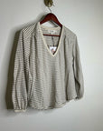 Nation LA 100% Organic Cotton Savanna Shirred Top in Espresso Pinstripe