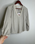 Nation LA 100% Organic Cotton Savanna Shirred Top in Espresso Pinstripe