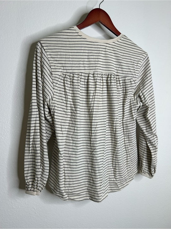 Nation LA 100% Organic Cotton Savanna Shirred Top in Espresso Pinstripe