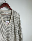 Nation LA 100% Organic Cotton Savanna Shirred Top in Espresso Pinstripe