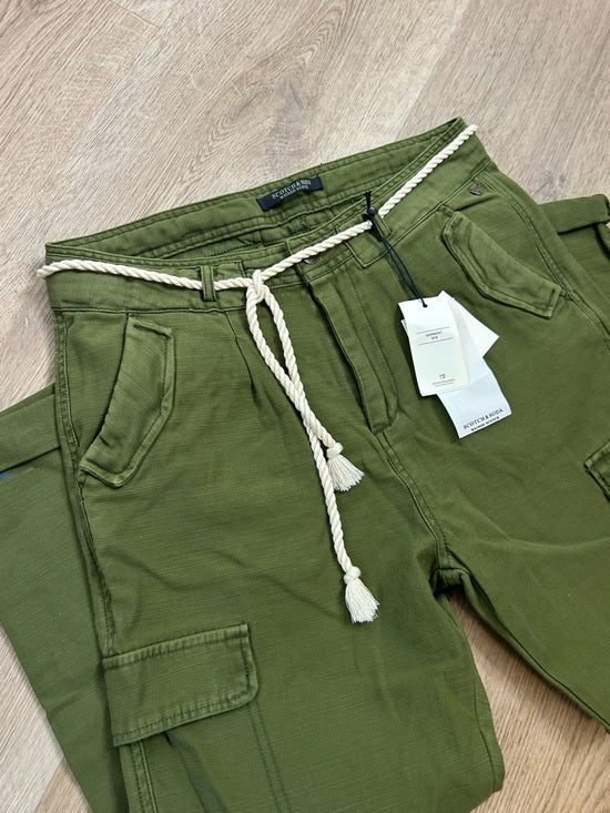 Scotch &amp; Soda 100% Cotton Army Green Straight Leg Utility Style Pant