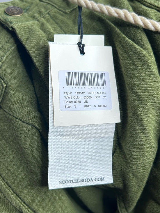 Scotch &amp; Soda 100% Cotton Army Green Straight Leg Utility Style Pant