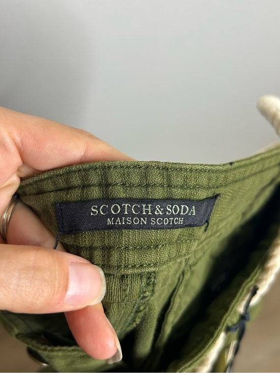 Scotch &amp; Soda 100% Cotton Army Green Straight Leg Utility Style Pant
