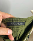 Scotch & Soda 100% Cotton Army Green Straight Leg Utility Style Pant