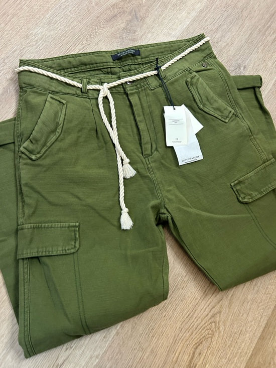 Scotch &amp; Soda 100% Cotton Army Green Straight Leg Utility Style Pant