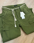Scotch & Soda 100% Cotton Army Green Straight Leg Utility Style Pant