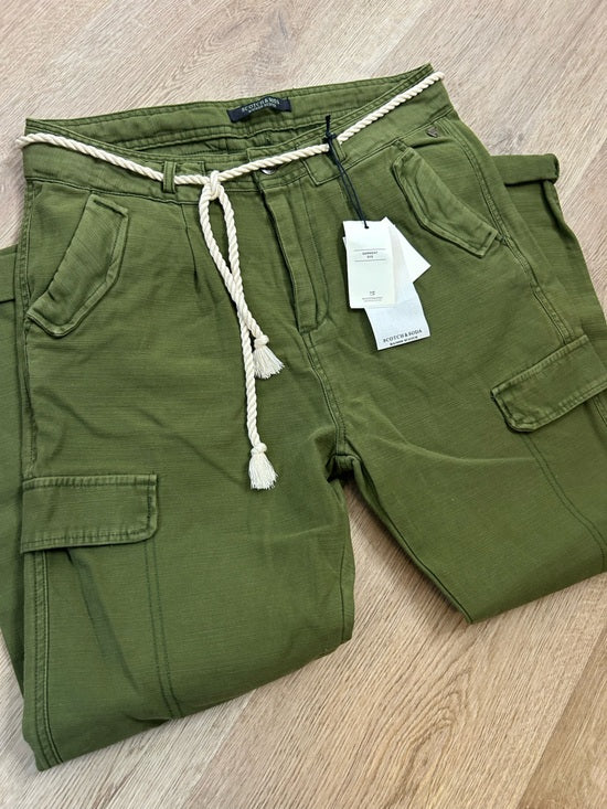 Scotch &amp; Soda 100% Cotton Army Green Straight Leg Utility Style Pant