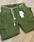 Scotch & Soda 100% Cotton Army Green Straight Leg Utility Style Pant