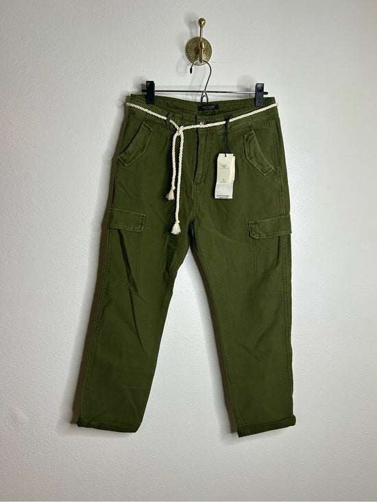 Scotch &amp; Soda 100% Cotton Army Green Straight Leg Utility Style Pant