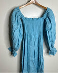 Sleeper Atlanta 100% Linen Midi Dress Off Shoulder Smocked Bust