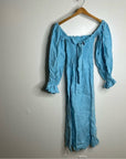 Sleeper Atlanta 100% Linen Midi Dress Off Shoulder Smocked Bust