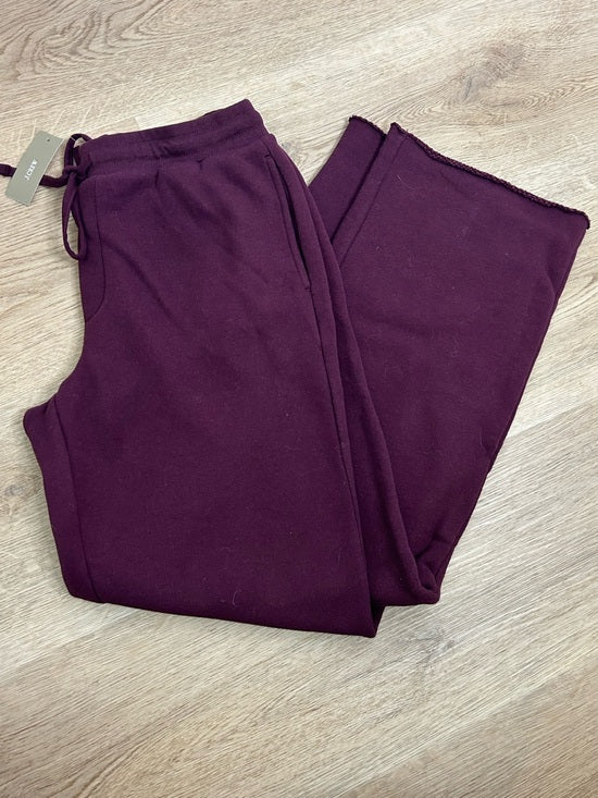 J. Crew 100% Cotton Heritage Terry Wide Leg Drawstring Sweatpant in Maroon