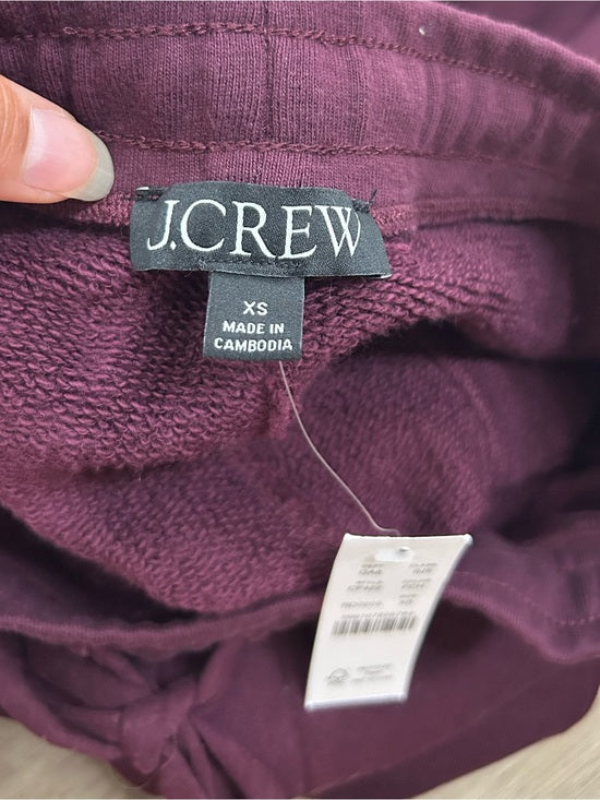 J. Crew 100% Cotton Heritage Terry Wide Leg Drawstring Sweatpant in Maroon
